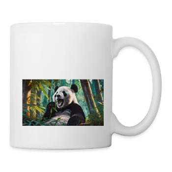 Cute animals chilling – panda eating bamboo forest - Mug - white - Right