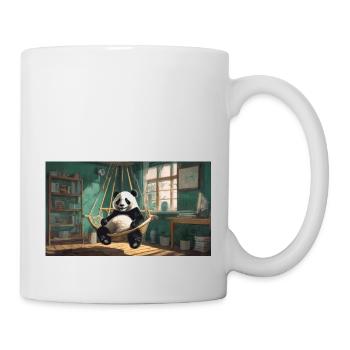Cute animals chilling – panda chilling hammock - Mug - white - Right