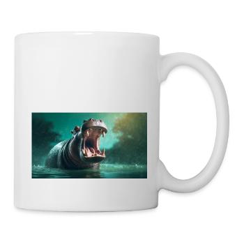 Cute animals chilling – hippopotamus also hippo - Mug - white - Right