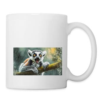 Cute animals chilling – ring-tailed lemur - Mug - white - Right
