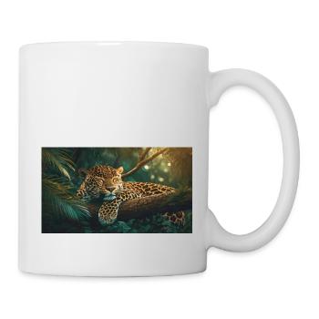 Cute animals chilling – jaguar sleeping on a tree - Mug - white - Right