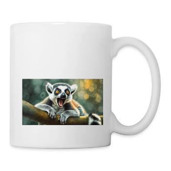 Animaux mignons qui se détendent - lémurien à queue annelée - Mug blanc - blanc - Droite