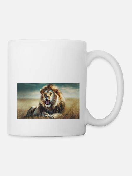 Niedliche Tiere chillen – Löwe - Tasse - Weiß