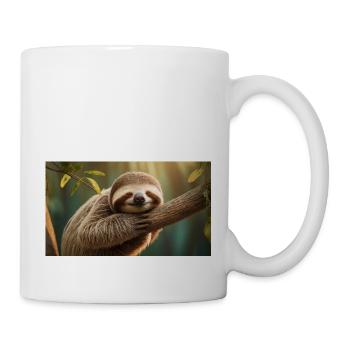 Niedliche Tiere chillen – Faultier - Tasse - Weiß - Rechts