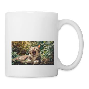 Niedliche Tiere chillen – Katze - Tasse - Weiß - Rechts
