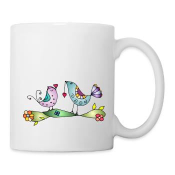 Bunte Vögel - Tasse - Weiß - Rechts