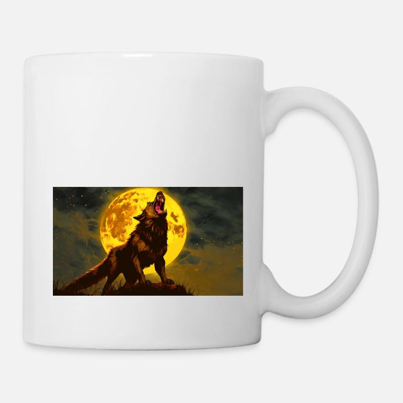 Böser Werwolf heult das Mondmonster dunkel an - Tasse - Weiß