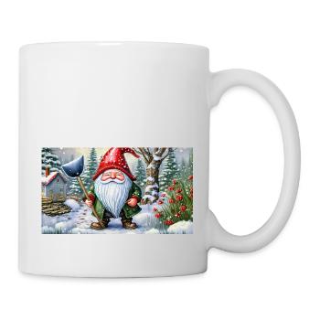 cute little gnomes everyday life – shoveling snow - Mug - white - Right