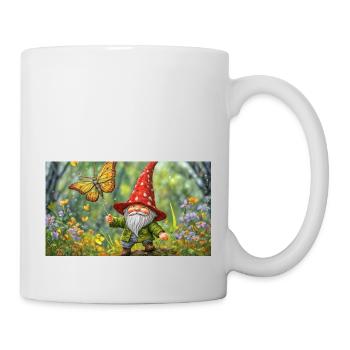 niedliche kleine zwerge alltag fliegender schmetterling - Tasse - Weiß - Rechts