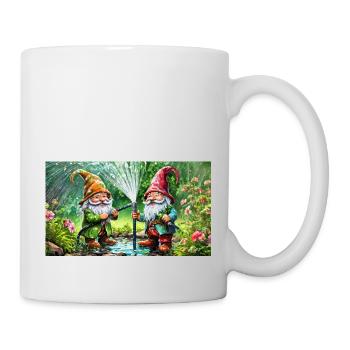 cute little gnomes everyday life – water battle - Mug - white - Right