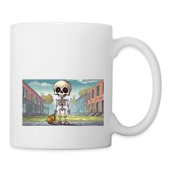 skeleton at school - young cute little monsters - Mug - white - Right