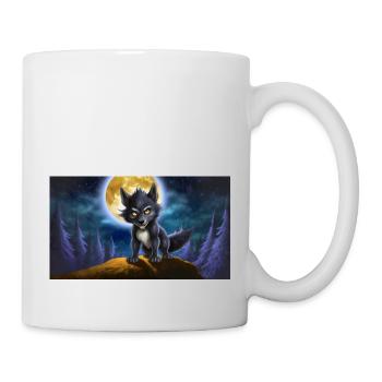 Werwolf heult den Mond an - junges niedliches Monster - Tasse - Weiß - Rechts