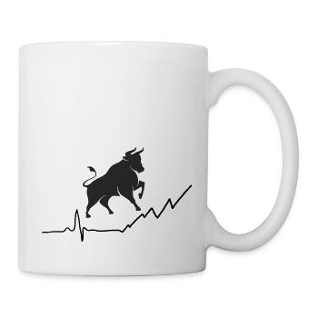 Börsenbulle im Leben - Tasse - Weiß - Rechts