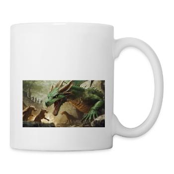 A realistic majestical green dragon is attacked - Mug - white - Right