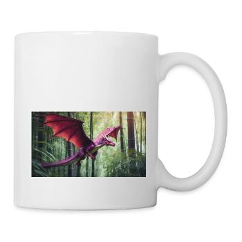 A realistic majestical green dragon is hunting - Mug - white - Right