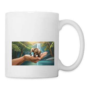 Lustiger Huhu, ein Elefant ist so klein wie eine Handfläche - Tasse - Weiß - Rechts
