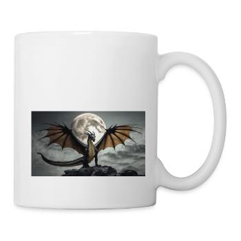 Ein realistischer, majestätischer dunkler Drache posiert - Tasse - Weiß - Rechts