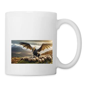 Eine realistische böse schwarz-goldene Drachenjagd - Tasse - Weiß - Rechts
