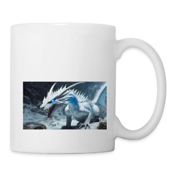 Ein realistischer, majestätischer weißer Eisdrache - Tasse - Weiß - Rechts