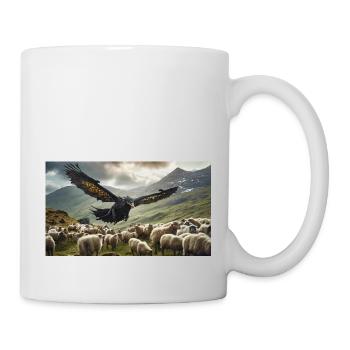 Eine realistische böse schwarz-goldene Drachenjagd - Tasse - Weiß - Rechts