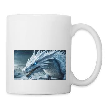 Ein realistischer, majestätischer weißer Eisdrache - Tasse - Weiß - Rechts