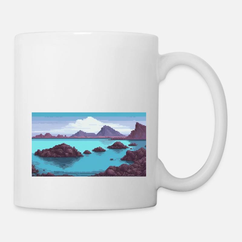 Blue Lagoon, Islande - Pixel Art - Mug blanc - blanc