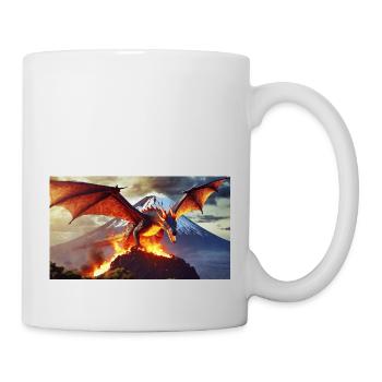 Ein realistischer, majestätischer dunkler Drache erklimmt ein v - Tasse - Weiß - Rechts