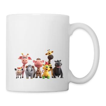 Lustige Tiergruppe - Tasse - Weiß - Rechts