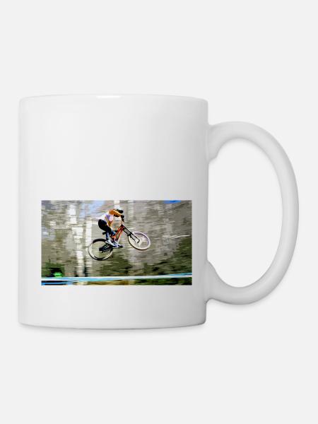 Downhill-Mountainbiken - Tasse - Weiß