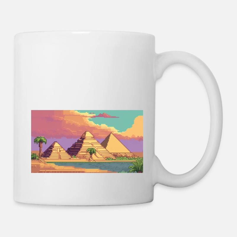 Gizeh, Ägypten - Pixel Art - Tasse - Weiß