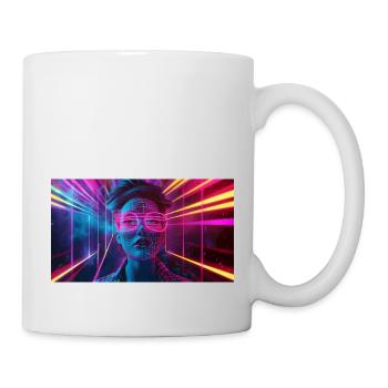 Neon Dream - Futuristisches Porträt - Tasse - Weiß - Rechts