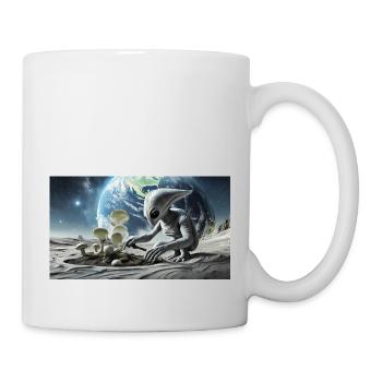 extraterrestre gris à la surface de la lune – collection de lune - Mug blanc - blanc - Droite