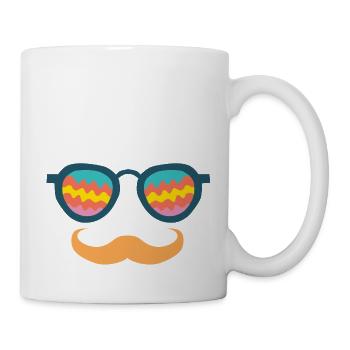 lunette de soleil fun moustache hipster fete - Mug blanc - blanc - Droite