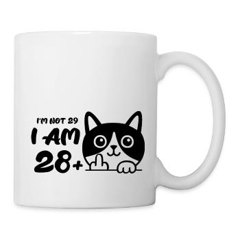 Je n’ai pas 29 ans, j’en ai 28 plus 1 doigt d’honneur - Mug blanc - blanc - Droite