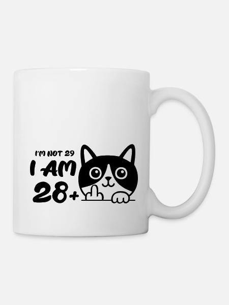 Je n’ai pas 29 ans, j’en ai 28 plus 1 doigt d’honneur - Mug blanc - blanc