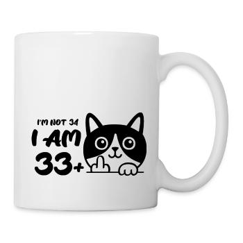 Je n’ai pas 34 ans, j’en ai 33 plus 1 doigt d’honneur - Mug blanc - blanc - Droite
