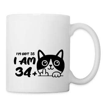 Je n’ai pas 35 ans, j’en ai 34 plus 1 doigt d’honneur - Mug blanc - blanc - Droite