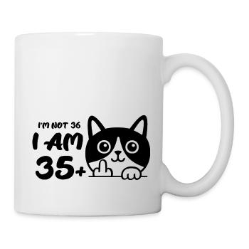 Je n’ai pas 36 ans, j’en ai 35 plus 1 doigt d’honneur - Mug blanc - blanc - Droite