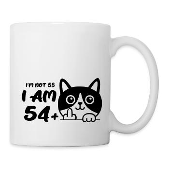 Je n’ai pas 55 ans, j’en ai 54 plus 1 doigt d’honneur - Mug blanc - blanc - Droite