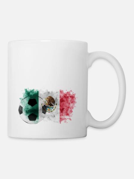 Mexico flag with soccer ball - Mug - white