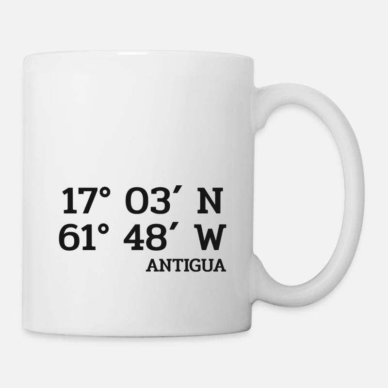 Coordonnées Antigua - Coordonnées - Caraïbes - Mug blanc - blanc