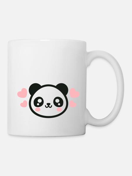 Loving Panda Face: Adorable Hearts - Mug - white