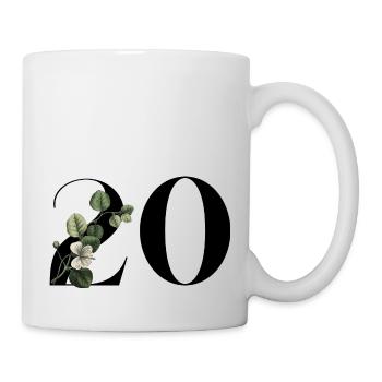 Nummer 20 Blumengrün -20. Geburtstag Blumen - Tasse - Weiß - Rechts