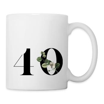 Number 40 Green Floral - 40th Floral Birthday - Mug - white - Right