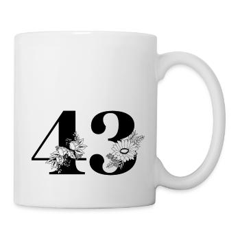 Numéro 43 floral noir - 43e anniversaire floral - Mug blanc - blanc - Droite
