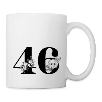 Numéro 46 floral noir - 46e anniversaire floral - Mug blanc - blanc - Droite