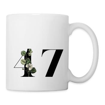 Nummer 47 Blumengrün - 47. Blumengeburtstag - Tasse - Weiß - Rechts