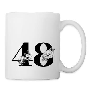 Number 48 Black Floral - 48th Floral Birthday - Mug - white - Right