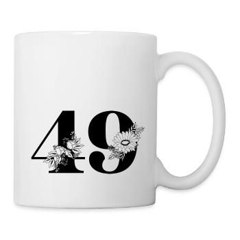 Number 49 Black Floral - 49th Floral Birthday - Mug - white - Right