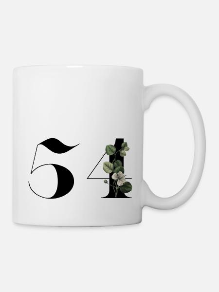 Number 54 Floral Green - 54th Floral Anniversary - Mug - white